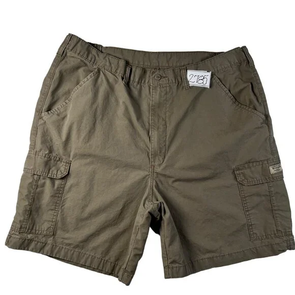 WRANGLER Shorts Men's Flat Front Slash Pocket 100% Cotton Cargos Brown 42rsr6 - Picture 14 of 14